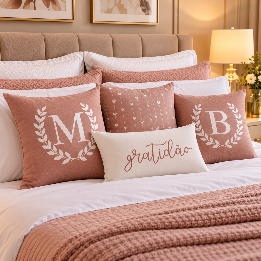kit de almofadas decorativas texturizadas para quarto de rica